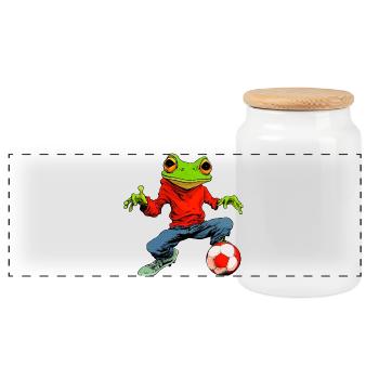 Frog Football - Panoramic Cookie Jar with Wooden Lid - white - Front