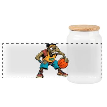 Hip-Hopper Basketball Player / Basketball Rapper - Panoramic Cookie Jar with Wooden Lid - white - Front