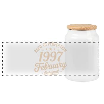 Février 1997 - February 1997 - Panoramic Cookie Jar with Wooden Lid - white - Front