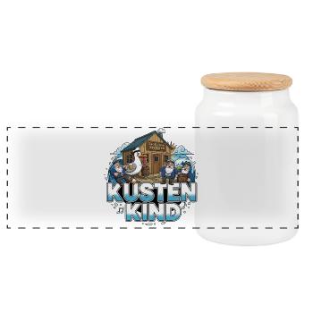 Küstenkind Hafen Kneipe - Panorama Keksdose mit Holzdeckel - Weiß - Vorne