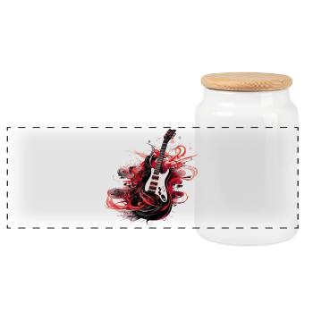 electric guitar guitar guitarist music instrument rock - Panoramic Cookie Jar with Wooden Lid - white - Front