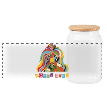 Horse Girl – Pop Art coloré de chevaux - Boîte à biscuits avec couvercle en bois - blanc - Devant