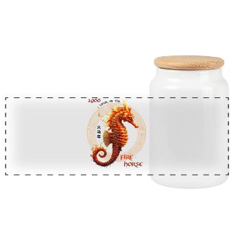 Fire-Seahorse 1966 – 60 Years of Deep Sea Power - Panoramic Cookie Jar with Wooden Lid - white - Front