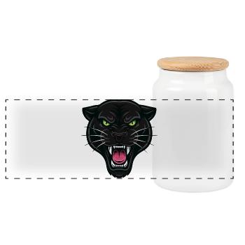 Panthère Noire Yeux Verts Force - Boîte à biscuits avec couvercle en bois - blanc - Devant