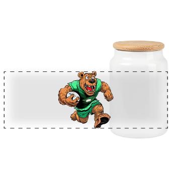 Bears Rugby Football - Panoramic Cookie Jar with Wooden Lid - white - Front