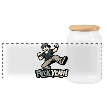 Fuck Yeah! Tägliche Motivation - Panorama Keksdose mit Holzdeckel - Weiß - Vorne