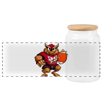 Owl Rugby - Panoramic Cookie Jar with Wooden Lid - white - Front