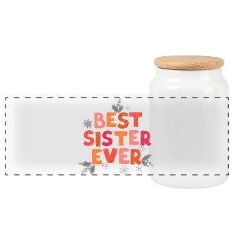 Best Sister Ever - Panoramic Cookie Jar with Wooden Lid - white - Front