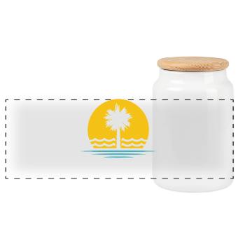 Ensenada Souvenir Holidays - Panoramic Cookie Jar with Wooden Lid - white - Front