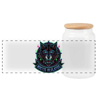 Neonwolf Noctis Ululatus - Panorama Keksdose mit Holzdeckel - Weiß - Vorne