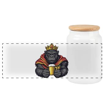 Gorilla Beer King - Panoramic Cookie Jar with Wooden Lid - white - Front
