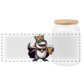 Shark King Beer - Panoramic Cookie Jar with Wooden Lid - white - Front