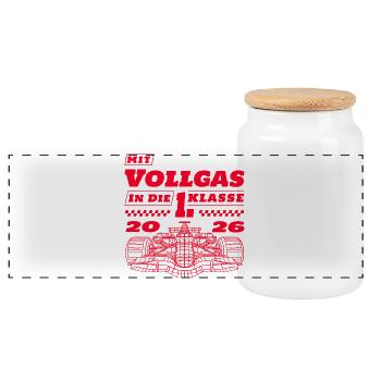 Inscription scolaire : voitures de course automobiles écolières 2026 - Boîte à biscuits avec couvercle en bois - blanc - Devant
