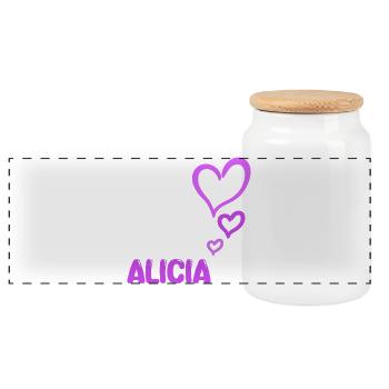 Alicia als Name - Panorama Keksdose mit Holzdeckel - Weiß - Vorne