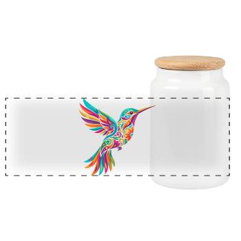 Buntes Kolibri Mosaik Vogel Tribal Kunst Muster - Panorama Keksdose mit Holzdeckel - Weiß - Vorne