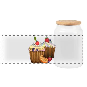 Cakes - Panoramic Cookie Jar with Wooden Lid - white - Front