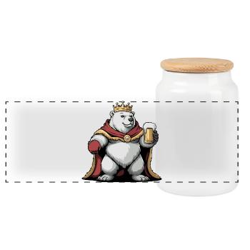 Roi de la Bière Ours Polaire - Boîte à biscuits avec couvercle en bois - blanc - Devant