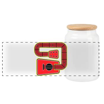 Rote Abstract Shape Gitarre - Panorama Keksdose mit Holzdeckel - Weiß - Vorne