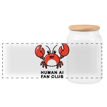Human AI Fan Club - Panorama Keksdose mit Holzdeckel - Weiß - Vorne