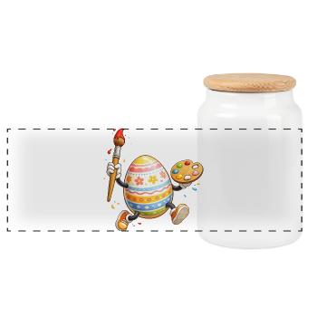 Œuf de Pâques artistique au pinceau - Boîte à biscuits avec couvercle en bois - blanc - Devant