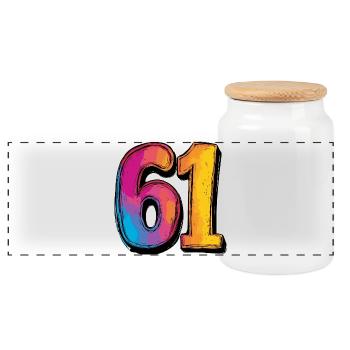 61 Number Colorful - Panoramic Cookie Jar with Wooden Lid - white - Front