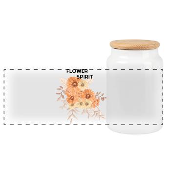 Bouquet de fleurs à la crème pêche - Boîte à biscuits avec couvercle en bois - blanc - Devant