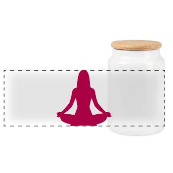 Yoga Silhouettes Méditation - Boîte à biscuits avec couvercle en bois - blanc - Devant