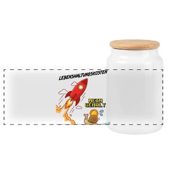 Lebenshaltungskosten_Rakete - Boîte à biscuits avec couvercle en bois - blanc - Devant