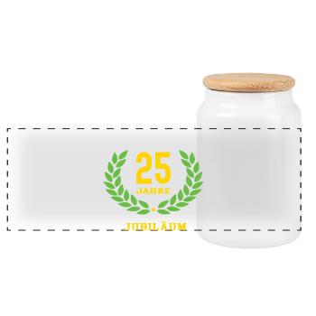 Hairdresser Anniversary 25 Years 25th Anniversary - Panoramic Cookie Jar with Wooden Lid - white - Front