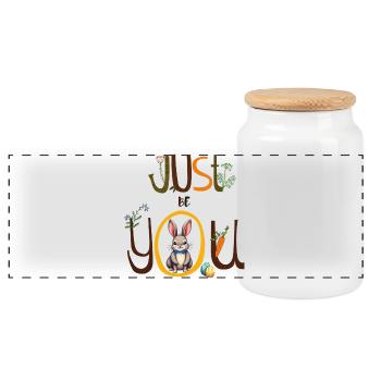 Just Be You - Panoramic Cookie Jar with Wooden Lid - white - Front