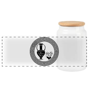Symbol des Überflusses (Schwarz) - Panorama Keksdose mit Holzdeckel - Weiß - Vorne