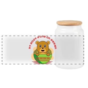 Mein Körper lebt von Ramen Cute Bear Noodle - Panorama Keksdose mit Holzdeckel - Weiß - Vorne