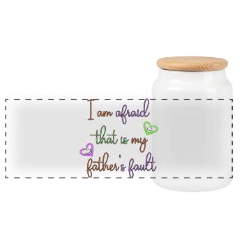 Fear of Father's Guilt – Colorful Hand Lettering - Panoramic Cookie Jar with Wooden Lid - white - Front
