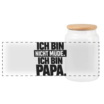 Je ne suis pas fatigué, papa dit cadeau - Boîte à biscuits avec couvercle en bois - blanc - Devant