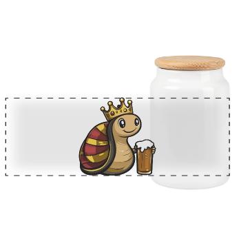 Snail Beer King - Panoramic Cookie Jar with Wooden Lid - white - Front