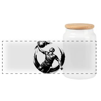 Silhouette de joueuse de volley-ball - Boîte à biscuits avec couvercle en bois - blanc - Devant