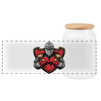 Knight Boxer MMA - Panoramic Cookie Jar with Wooden Lid - white - Front