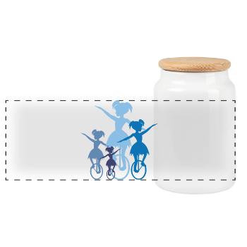 Unicycle | Unicycling Freestyle - Panoramic Cookie Jar with Wooden Lid - white - Front