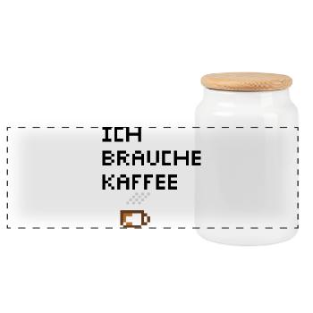 I Need Coffee Minimalist Coffee Design - Panoramic Cookie Jar with Wooden Lid - white - Front