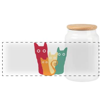 Katzen Retro Katze - Panorama Keksdose mit Holzdeckel - Weiß - Vorne
