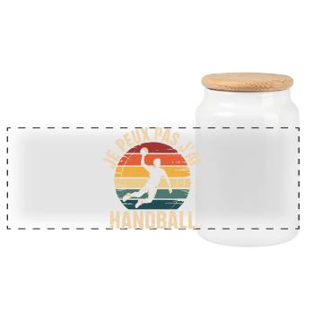 Ich kann nicht, ich habe Handball, Handball-Geschenk - Panorama Keksdose mit Holzdeckel - Weiß - Vorne
