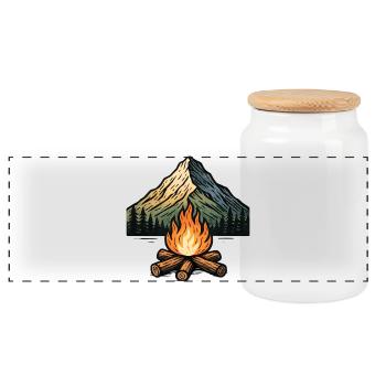 Bergcampfire Fire Magic - Panoramic Cookie Jar with Wooden Lid - white - Front