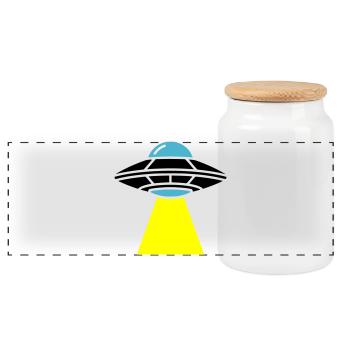 Vaisseau spatial extraterrestre OVNI Light - Boîte à biscuits avec couvercle en bois - blanc - Devant