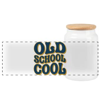 Old School Cool - Panoramic Cookie Jar with Wooden Lid - white - Front