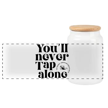 You Will Never Tap Alone – Tap Dance / Stepptanz - Panorama Keksdose mit Holzdeckel - Weiß - Vorne