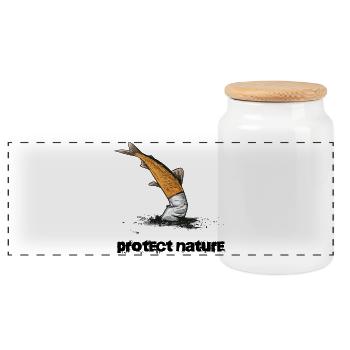 Nature Conservation Water Protection Cigarette - Panoramic Cookie Jar with Wooden Lid - white - Front