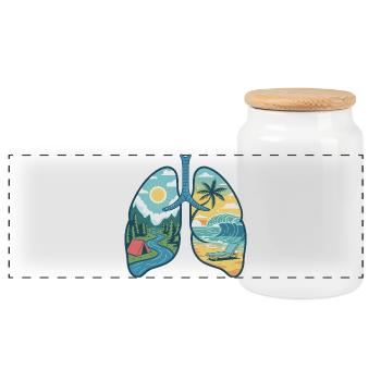  Lunge Natur Berge Wald Fluss Strand Meer Wellen - Panorama Keksdose mit Holzdeckel - Weiß - Vorne