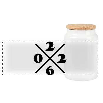 2026 Element Year - Panoramic Cookie Jar with Wooden Lid - white - Front