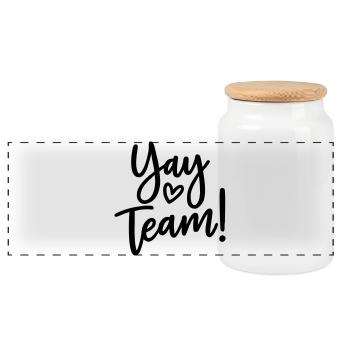 Yay team - Panorama Keksdose mit Holzdeckel - Weiß - Vorne