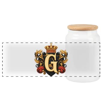G Lettre Nom Couronne - Boîte à biscuits avec couvercle en bois - blanc - Devant